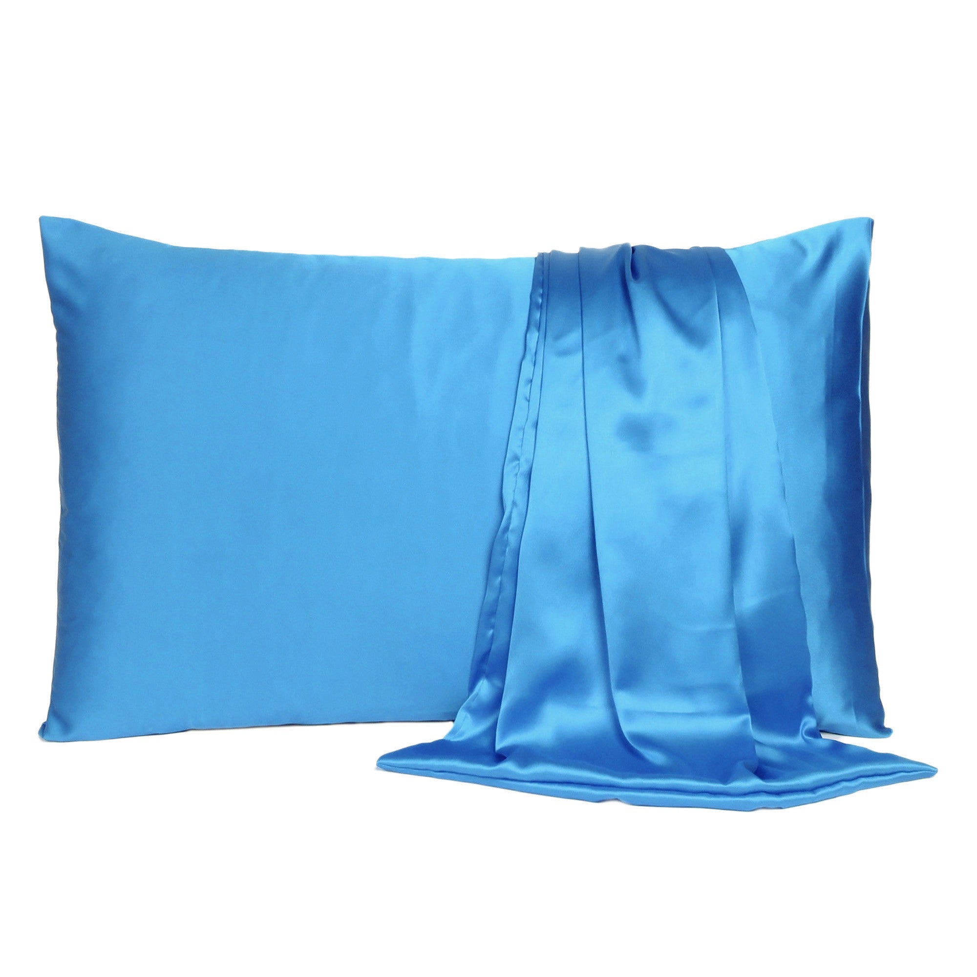 Bright Blue Dreamy Set Of 2 Silky Satin Standard Pillowcases - Minihomy