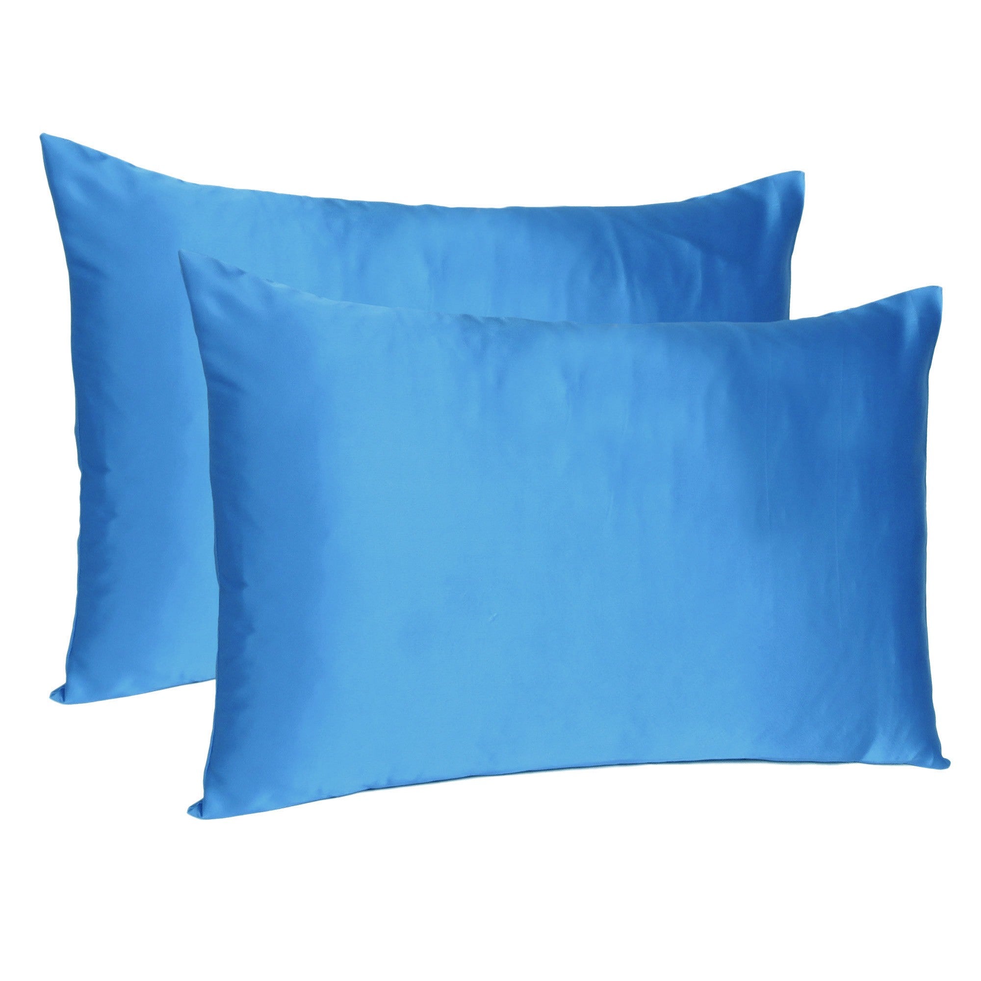 Bright Blue Dreamy Set Of 2 Silky Satin Queen Pillowcases - Minihomy