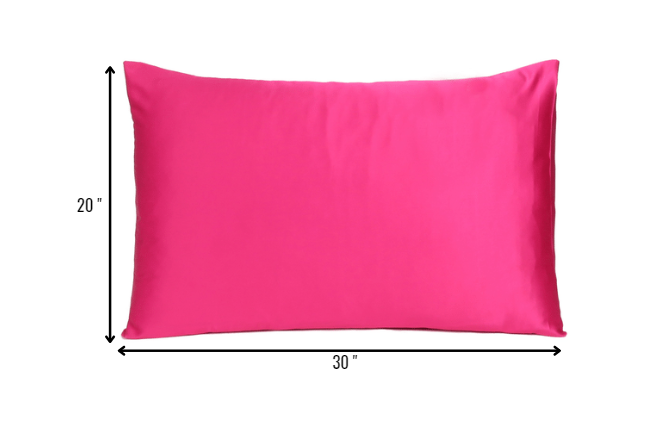 Fuchsia Dreamy Set Of 2 Silky Satin Queen Pillowcases - Minihomy