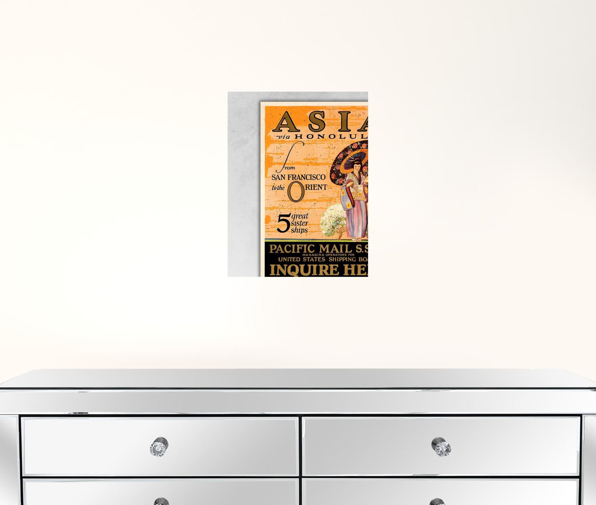 24" X 32" Asia Via Honolulu Vintage Travel Wall Art - Minihomy