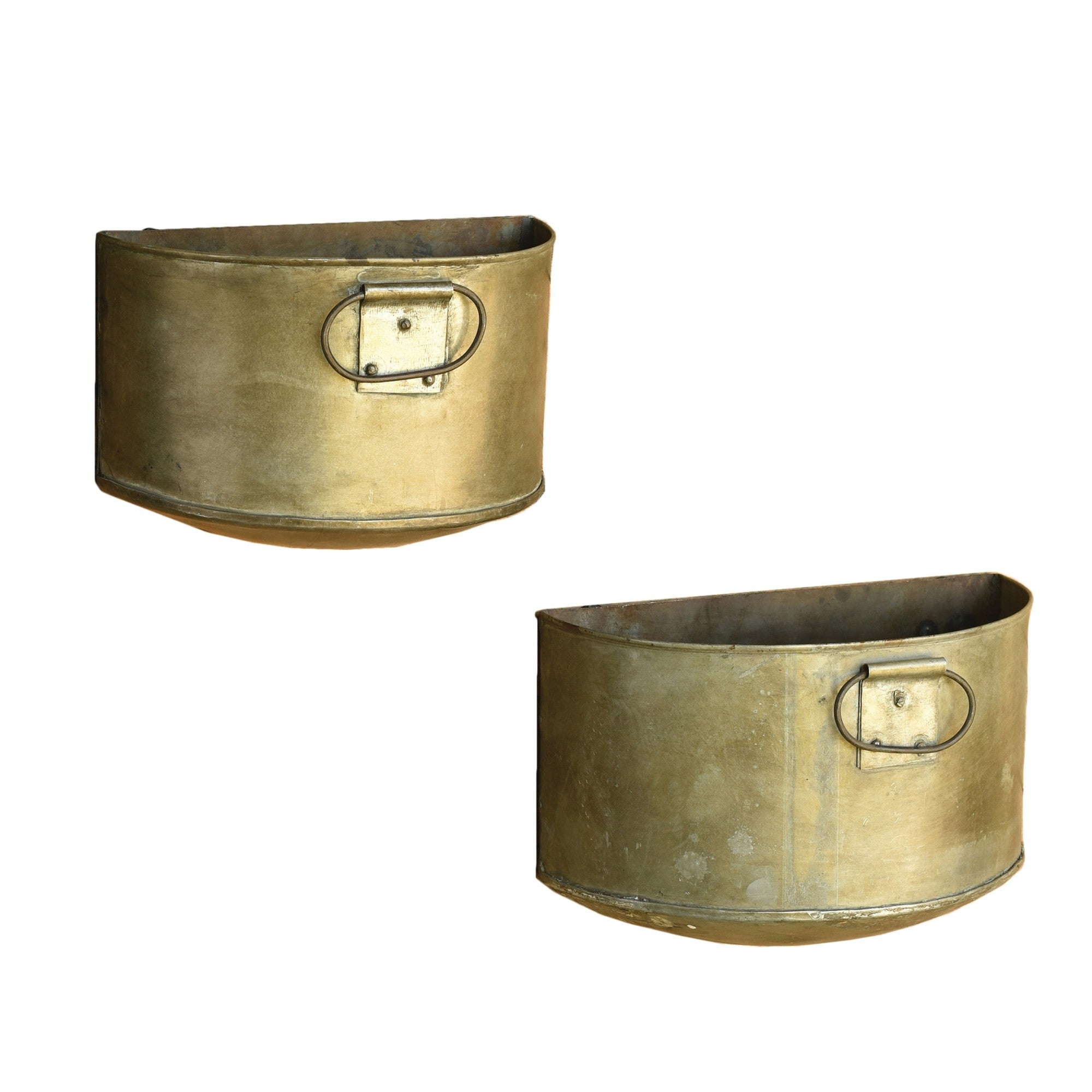 Set Of 2 Half Bucket Metal Planter