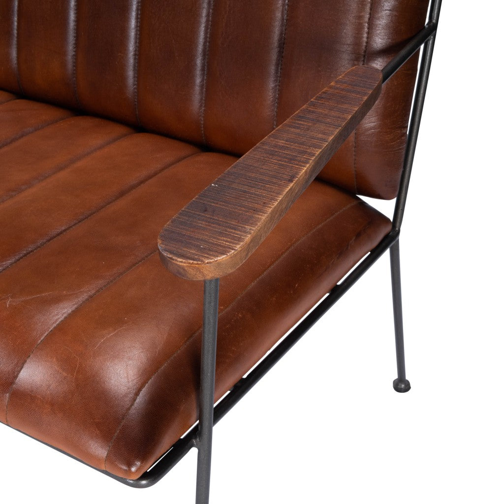 Executive Chic Leather And Metal Bench - Minihomy