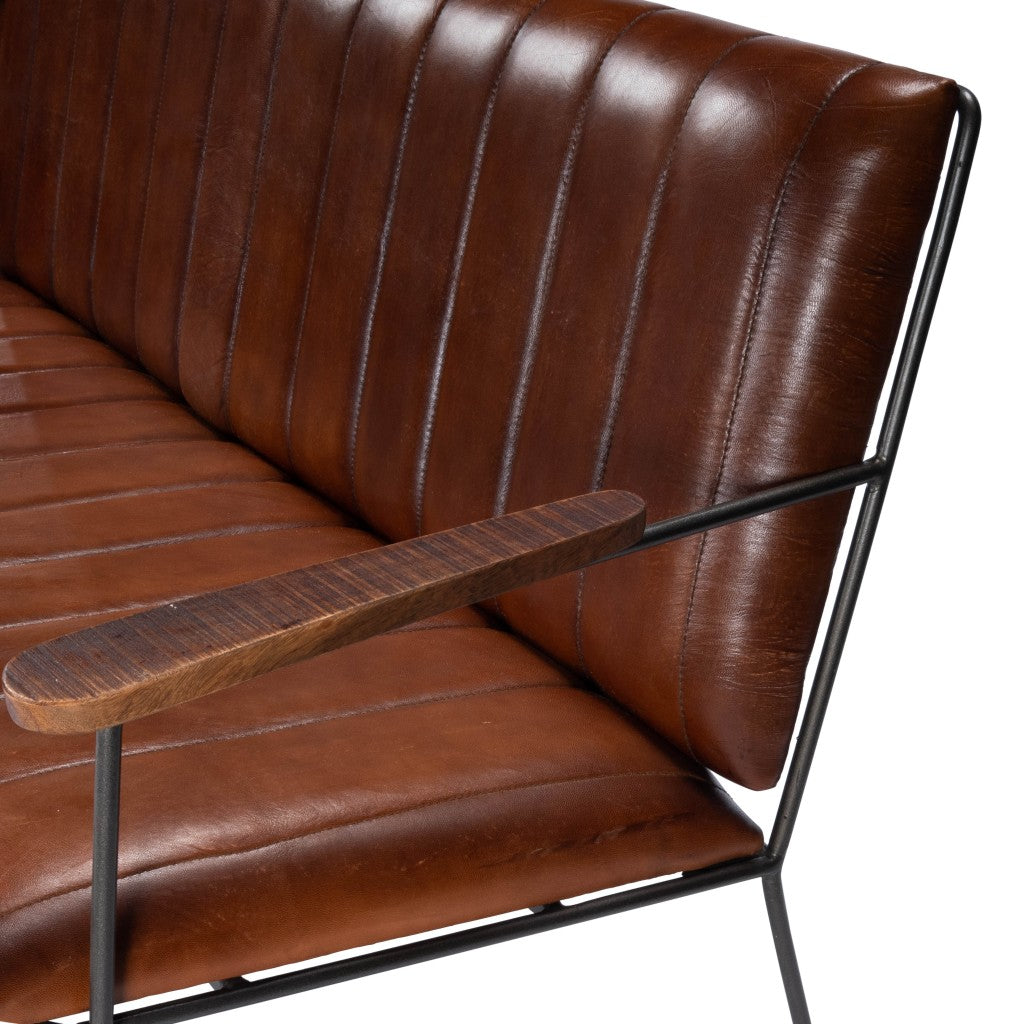 Executive Chic Leather And Metal Bench - Minihomy