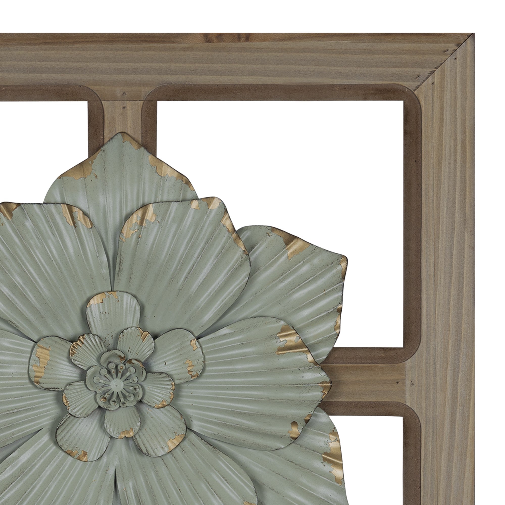 Green Floral Wood And Metal Wall Decor - Minihomy