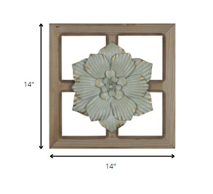 Green Floral Wood And Metal Wall Decor - Minihomy