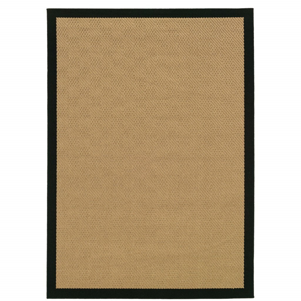 2' X 4' Beige and Black Indoor Outdoor Area Rug - Minihomy