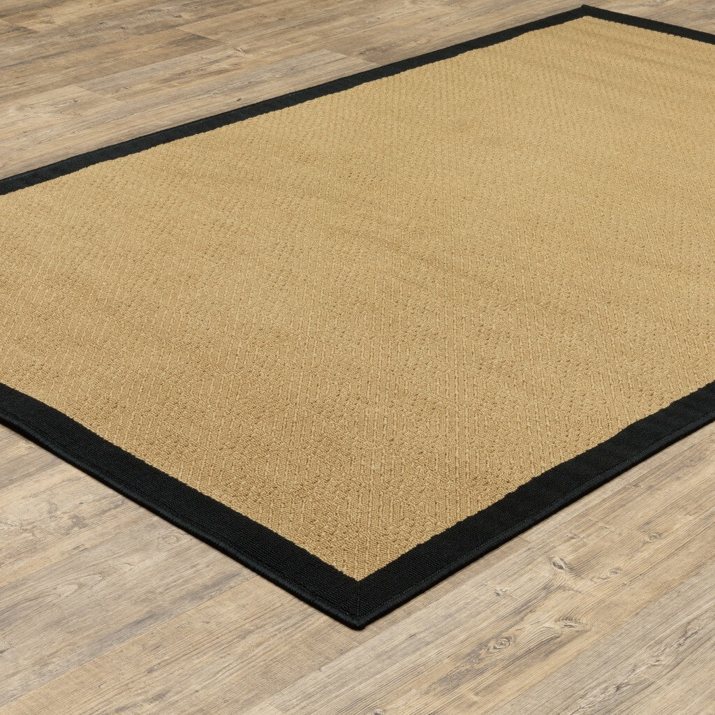 2' X 4' Beige and Black Indoor Outdoor Area Rug - Minihomy