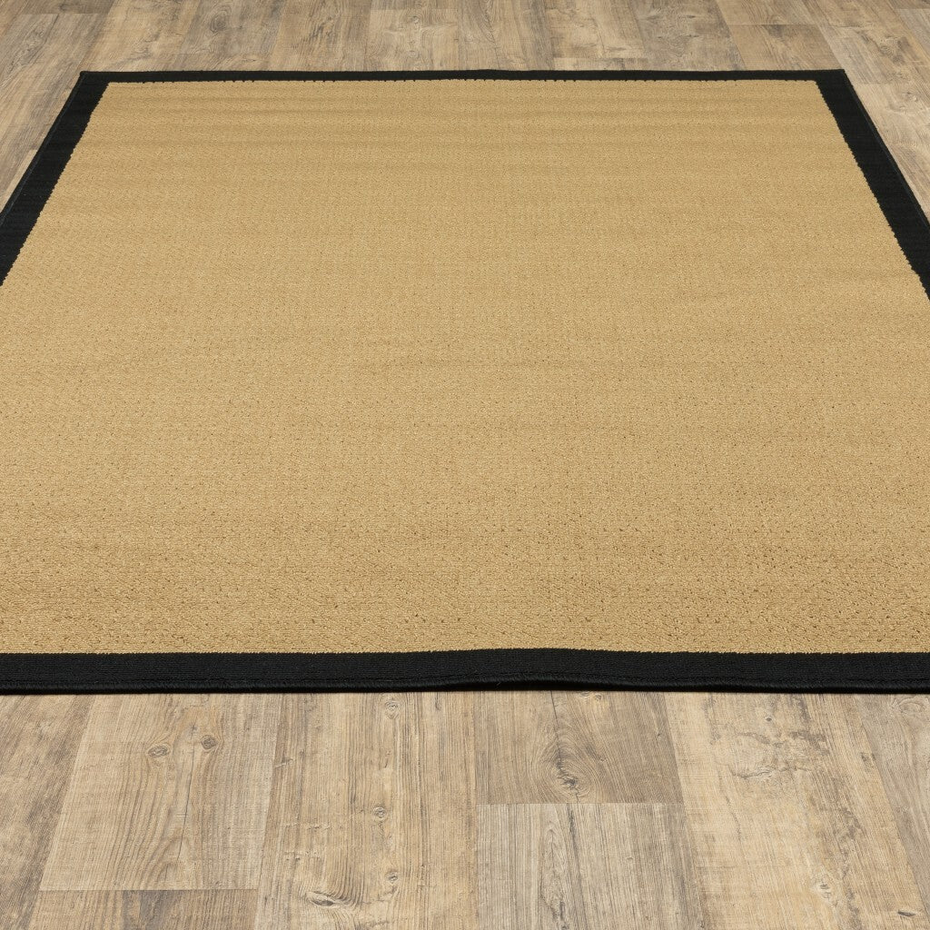 2' X 4' Beige and Black Indoor Outdoor Area Rug - Minihomy