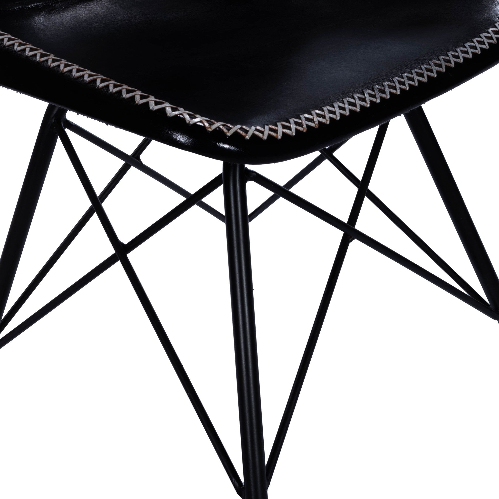 Black Contrast Stitch Leather Dining Chair - Minihomy