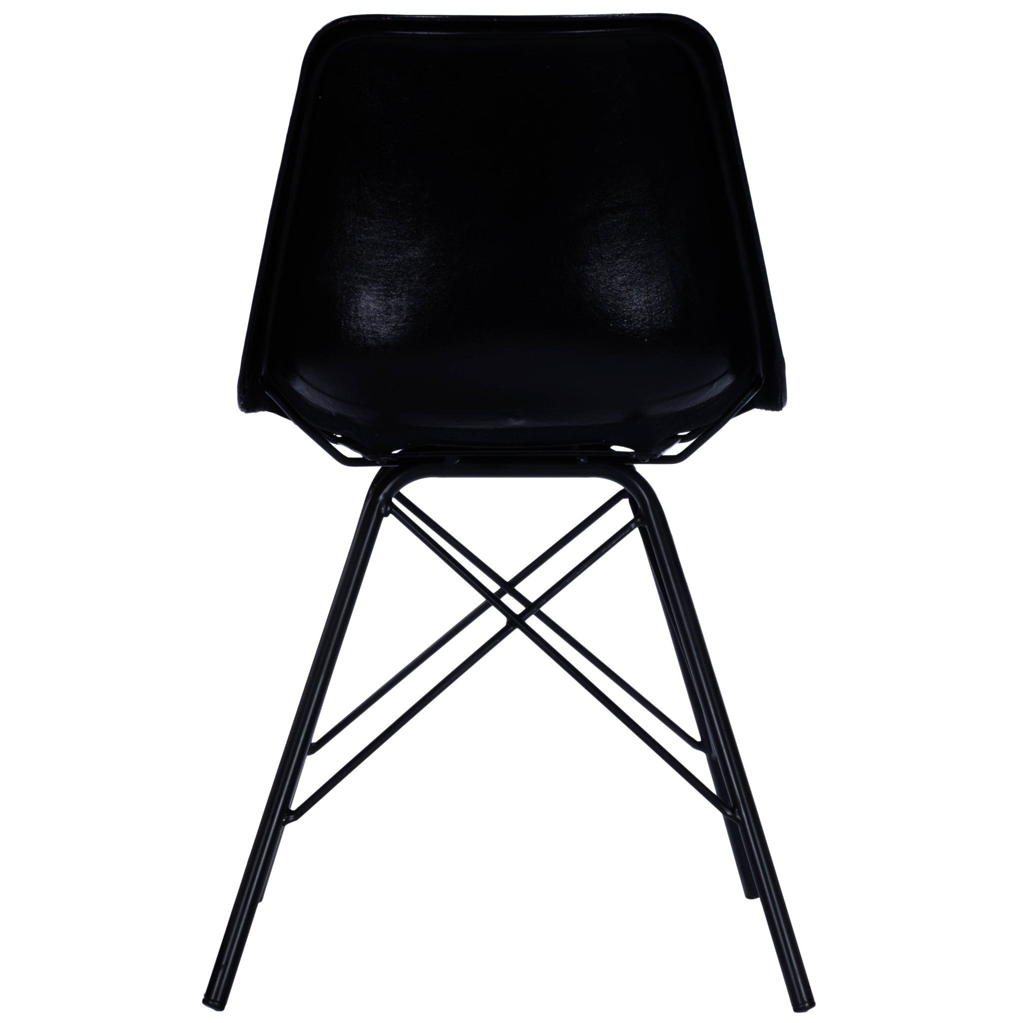 Black Contrast Stitch Leather Dining Chair - Minihomy