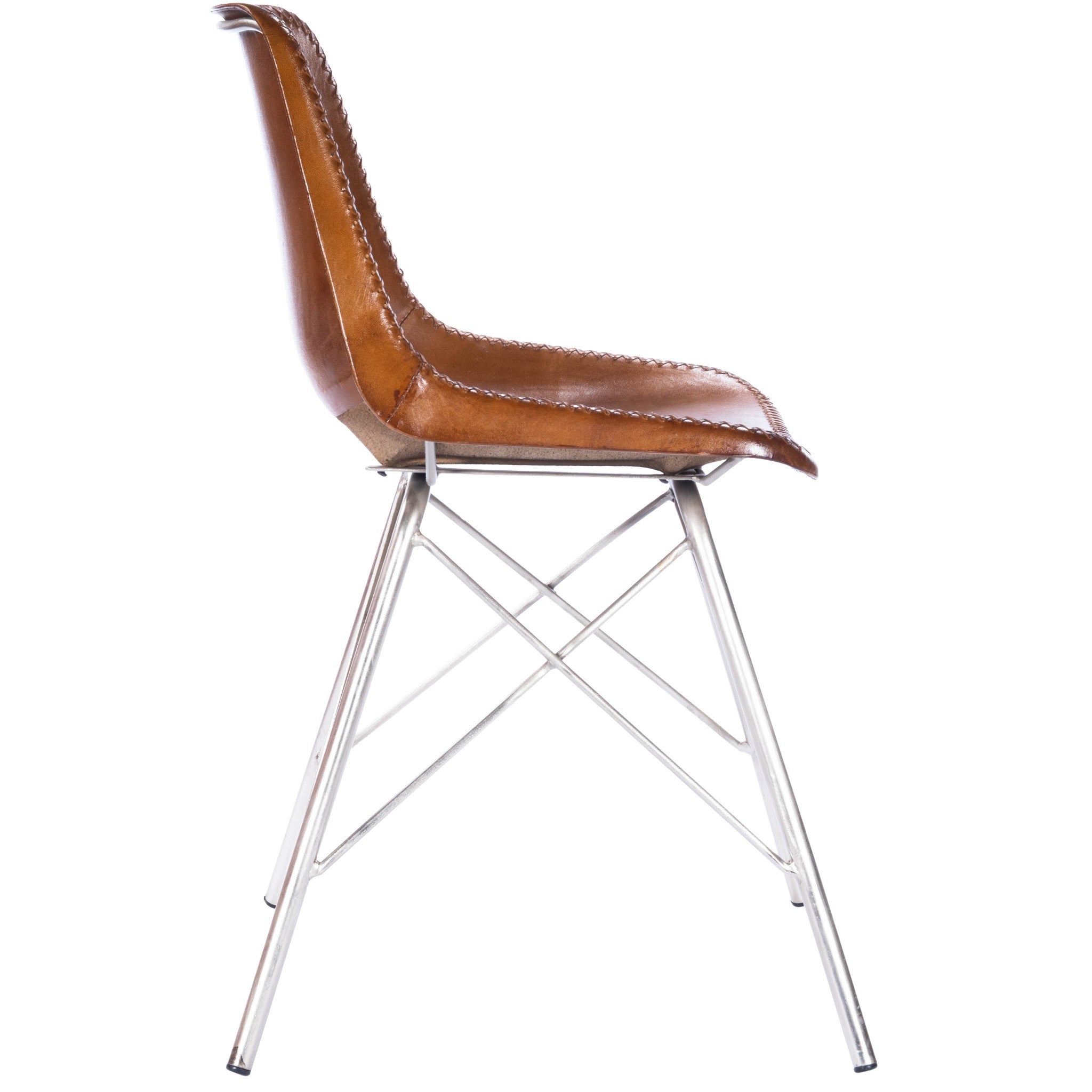 Light Brown Leather Side Chair - Minihomy