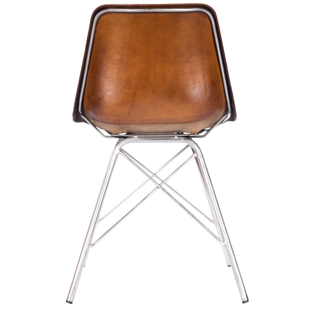 Light Brown Leather Side Chair - Minihomy