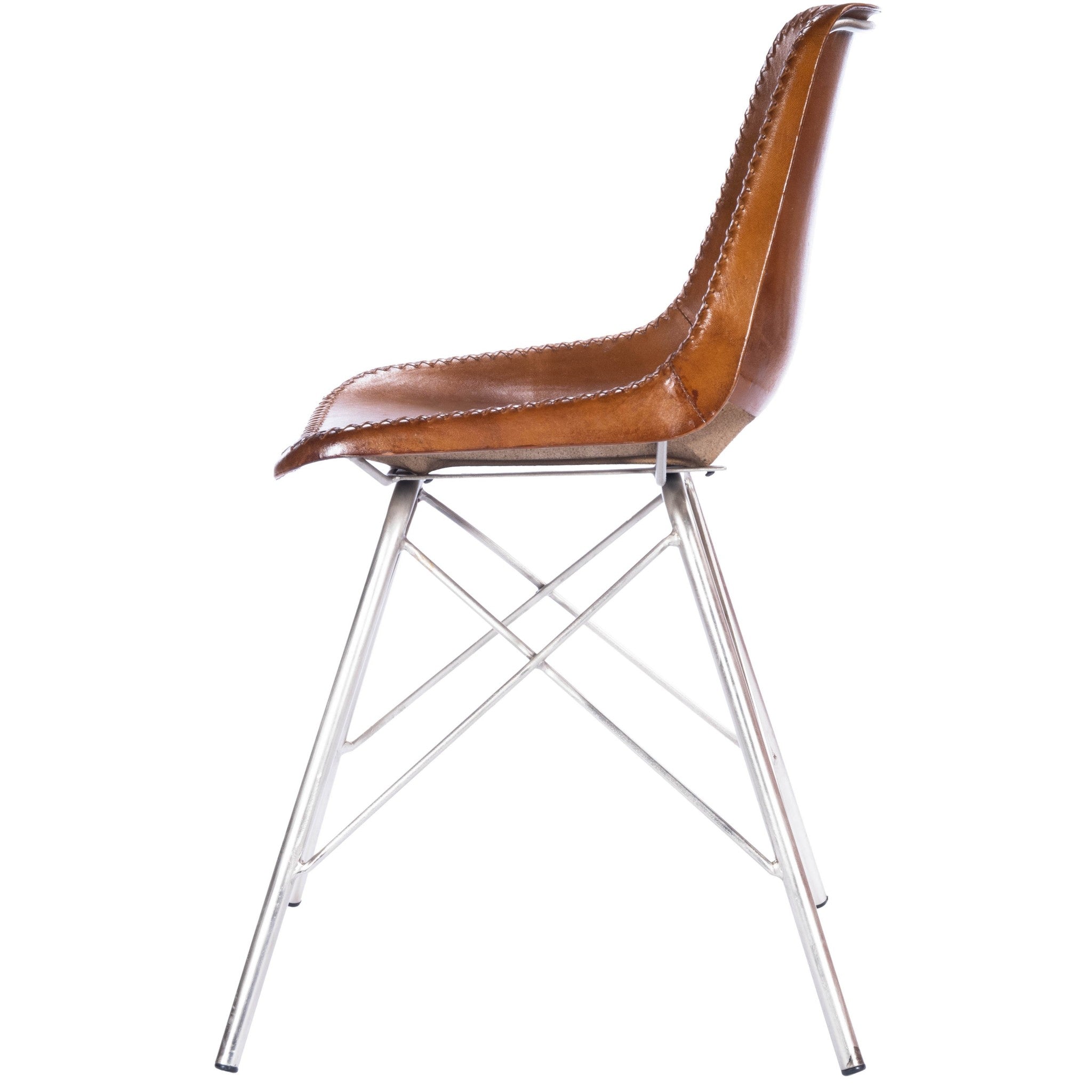 Light Brown Leather Side Chair - Minihomy