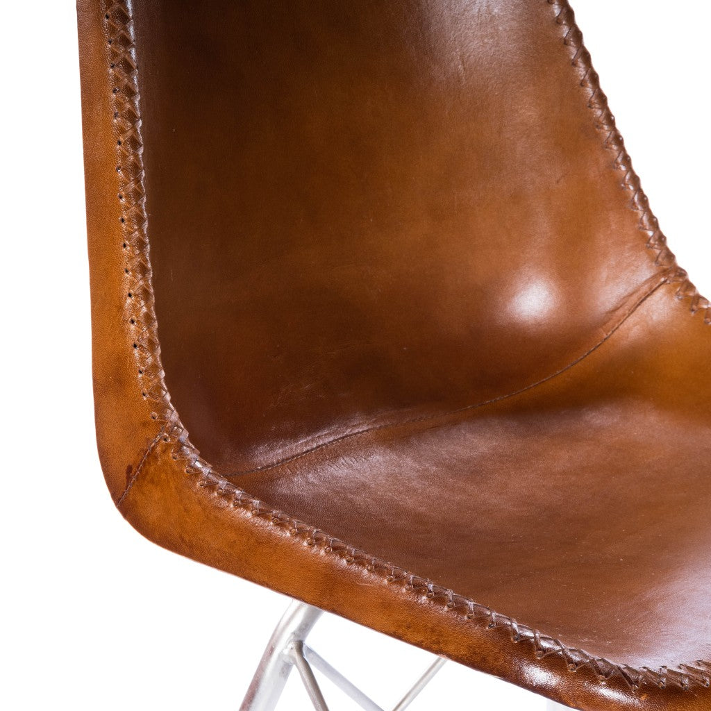 Light Brown Leather Side Chair - Minihomy