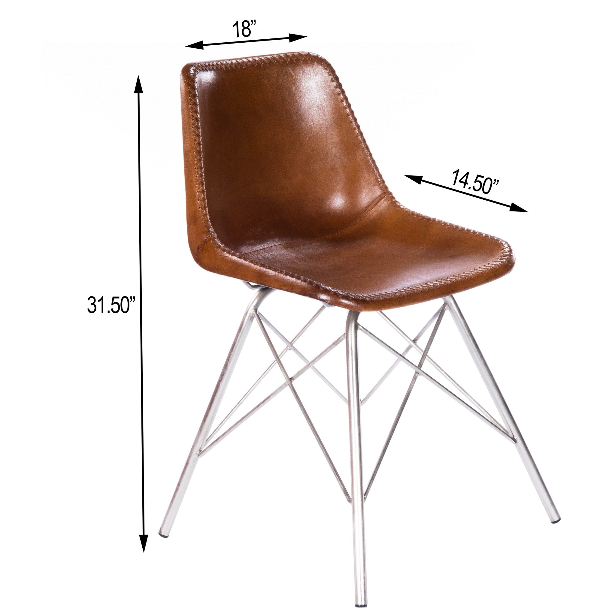 Light Brown Leather Side Chair - Minihomy