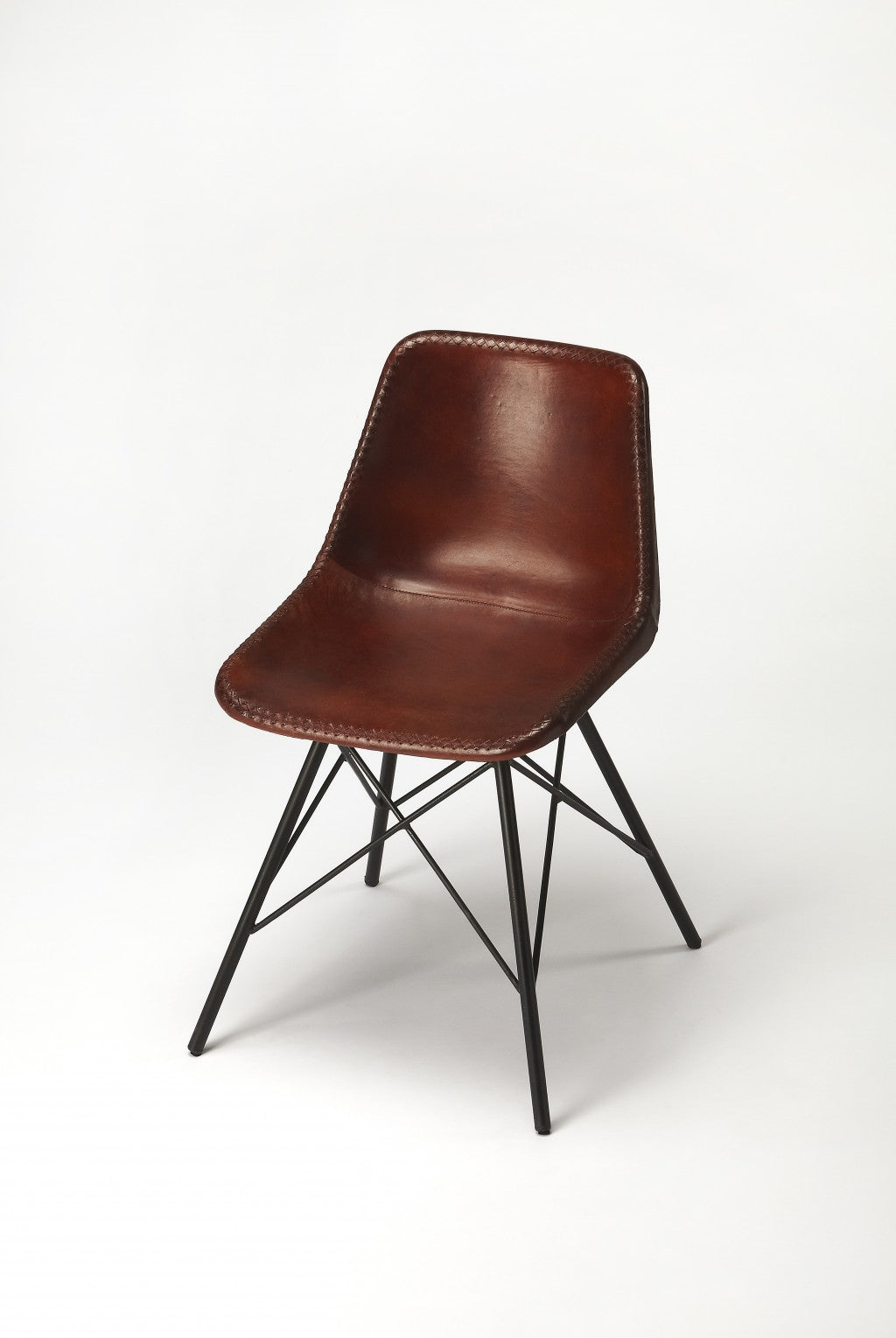 Brown Leather Side Chair - Minihomy