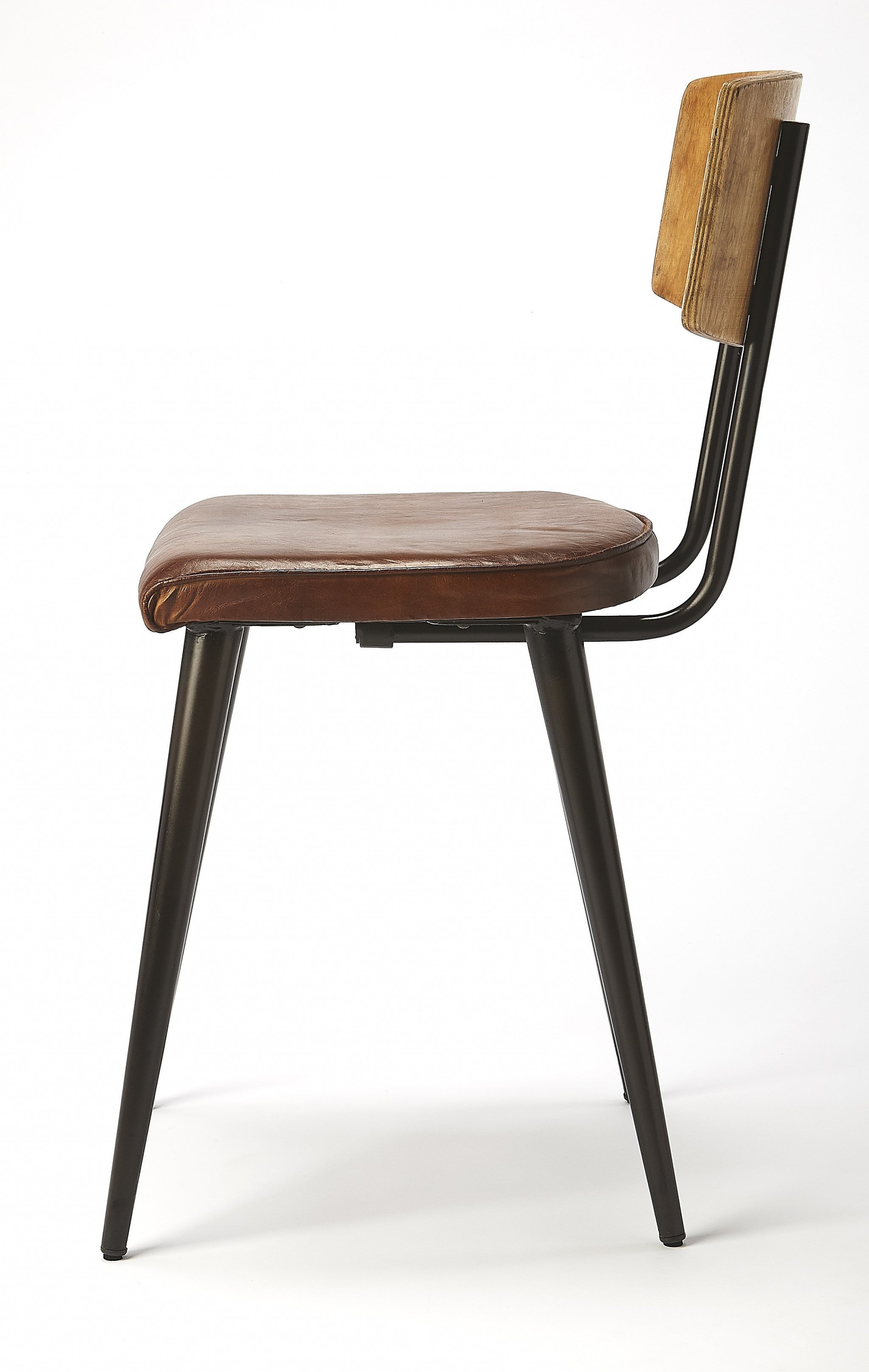 Metal And Wood Leather Dining Chair - Minihomy