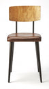 Metal And Wood Leather Dining Chair - Minihomy