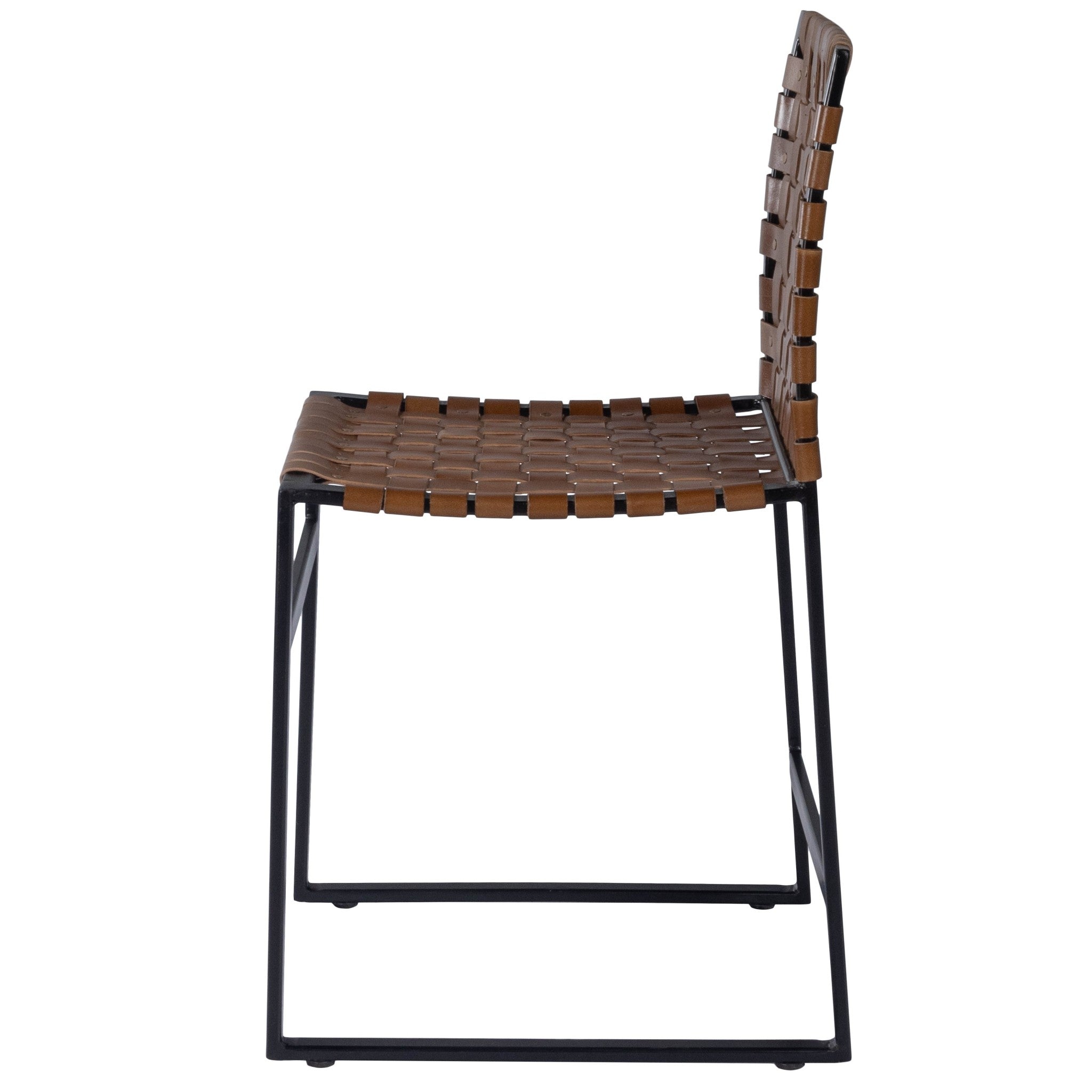 Brown Woven Leather Chair - Minihomy