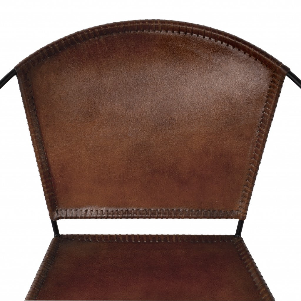 Modern Ring Shape Brown Leather Accent Chair - Minihomy