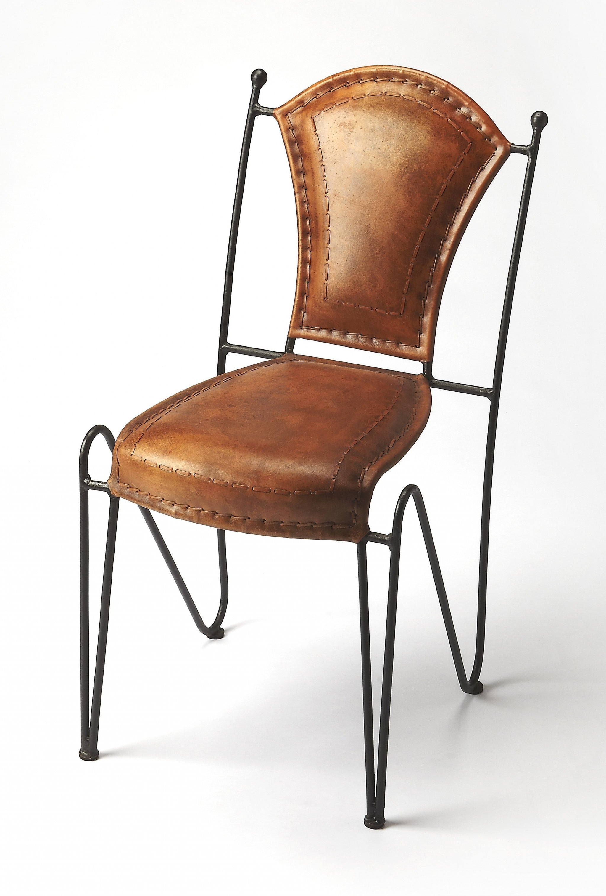 Modern Rustic Iron And Leather Side Chair - Minihomy