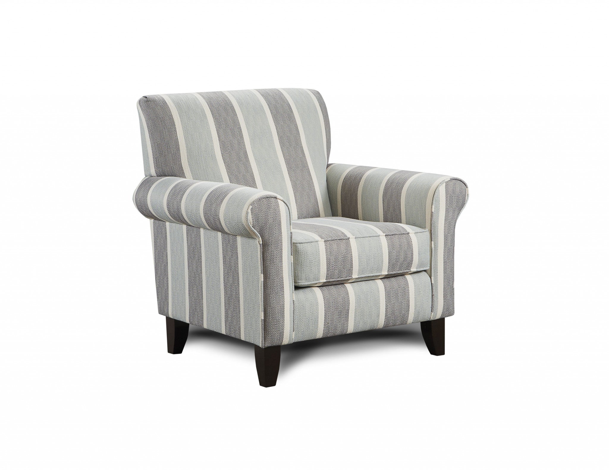 Classic Gray And Blue Stripe Comfy Armchair - Minihomy