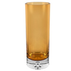 Amber Mouth Blown Bubble Glass Thick Walled Cylinder Vase - Minihomy