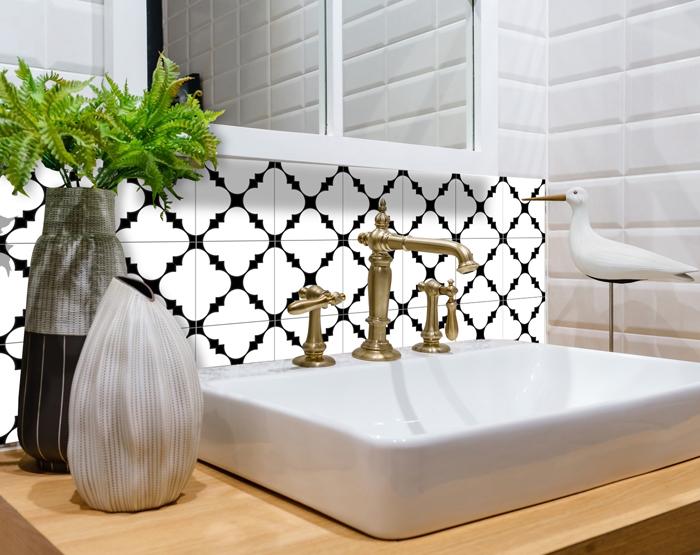 4" X 4" Black And White Tri Peel And Stick Tiles - Minihomy