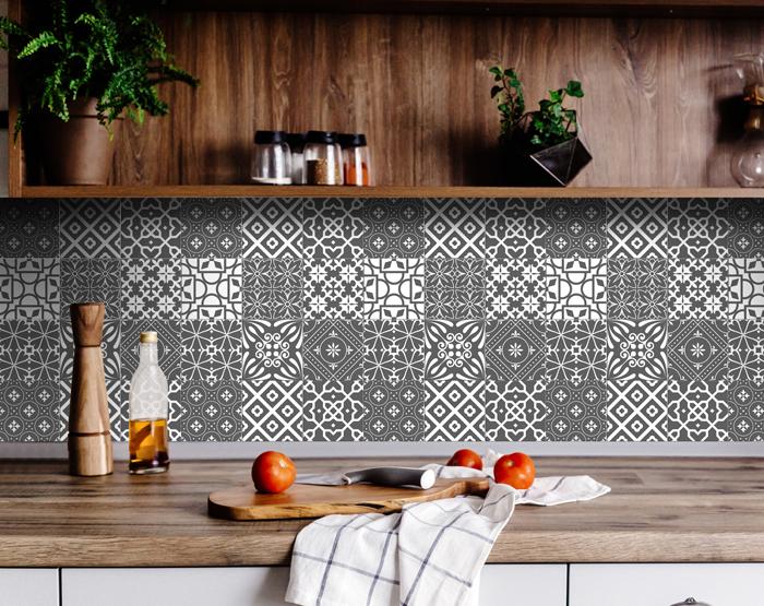 4" X 4" Gray And White Mosaic Peel And Stick Removable Tiles - Minihomy