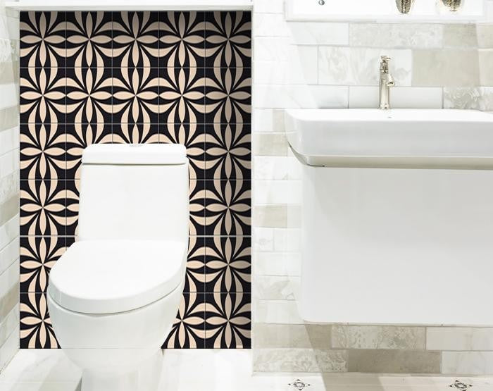 4" X 4" Intertwined Black And Cream Peel And Stick Removable Tiles - Minihomy