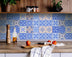 4" X 4" Dark And Light Blue Mosaic Peel And Stick Removable Tiles - Minihomy