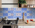 4" X 4" Dark And Light Blue Mosaic Peel And Stick Removable Tiles - Minihomy