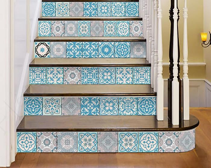 5" X 5" Sky Blue Mosaic Peel And Stick Removable Tiles - Minihomy