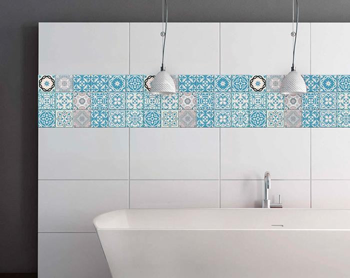 5" X 5" Sky Blue Mosaic Peel And Stick Removable Tiles - Minihomy