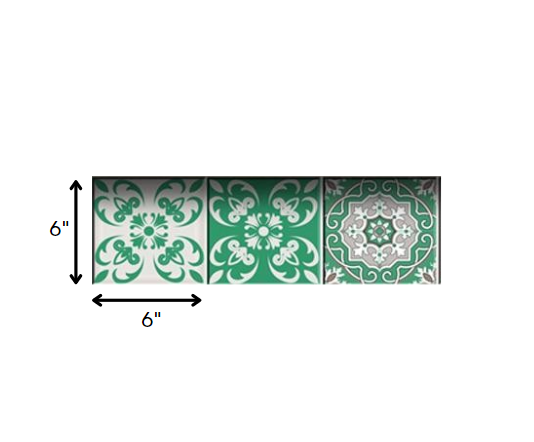 4" X 4" Green And White Mosaic Peel And Stick Removable Tiles - Minihomy