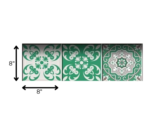 4" X 4" Green And White Mosaic Peel And Stick Removable Tiles - Minihomy