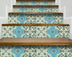 4" X 4" Sage And Aqua Floral Peel And Stick Removable Tiles - Minihomy