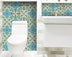 4" X 4" Sage And Aqua Floral Peel And Stick Removable Tiles - Minihomy