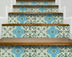 4" X 4" Sage And Aqua Floral Peel And Stick Removable Tiles - Minihomy