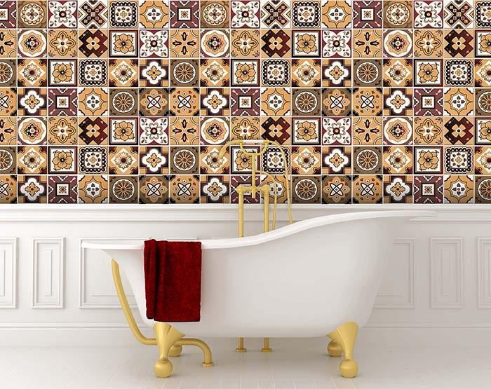 4" X 4" Shades Of Brown Mosaic Peel And Stick Removable Tiles - Minihomy