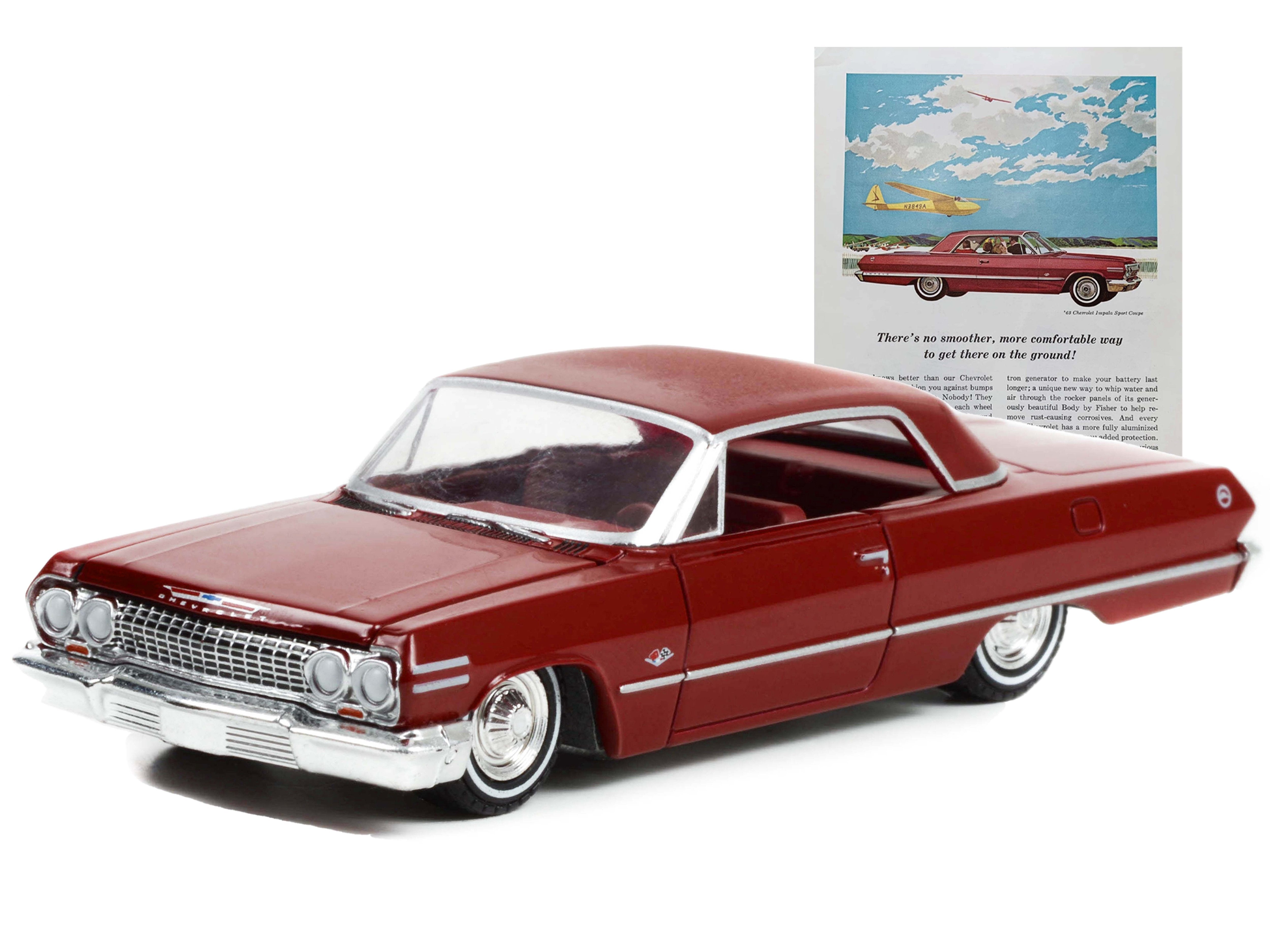 1963 Chevrolet Impala Sport Coupe Red with Red Interior - Minihomy