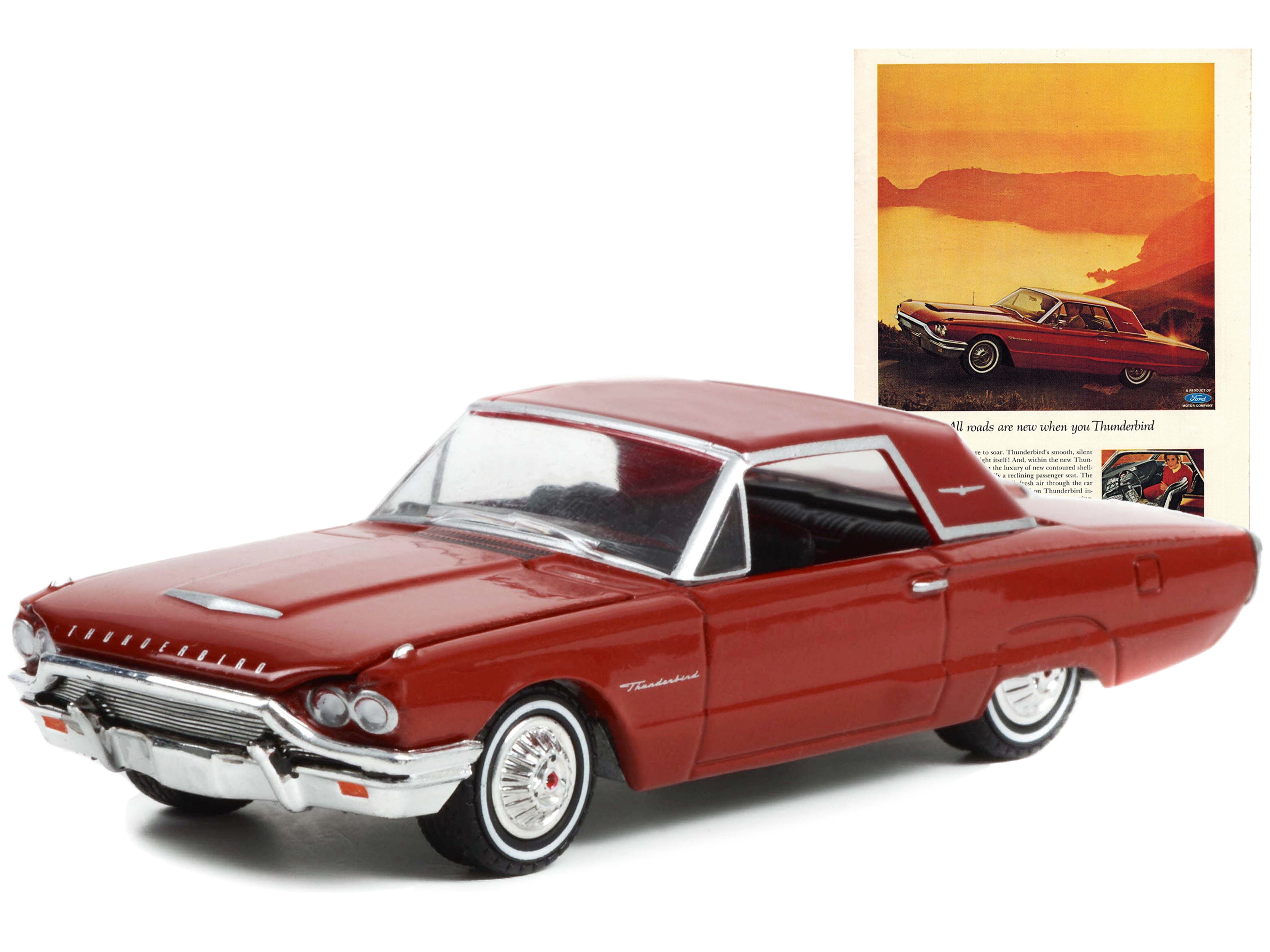 1964 Ford Thunderbird Hardtop Red "All Roads Are New When You Thunderbird" "Vintage Ad Cars" Series 7 1/64 Diecast Model Car by Greenlight - Minihomy