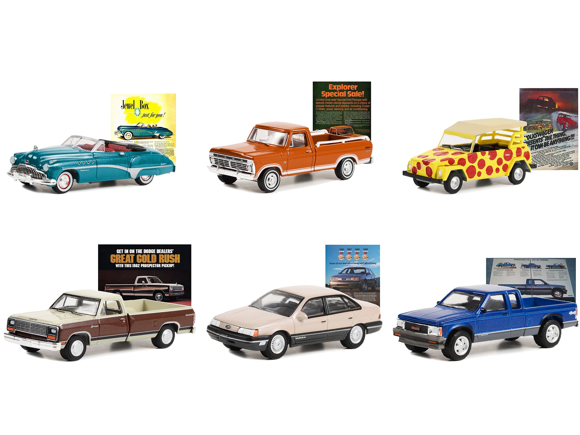 "Vintage Ad Cars" Set of 6 pieces Series 8 1/64 Diecast Model Cars by Greenlight - Minihomy