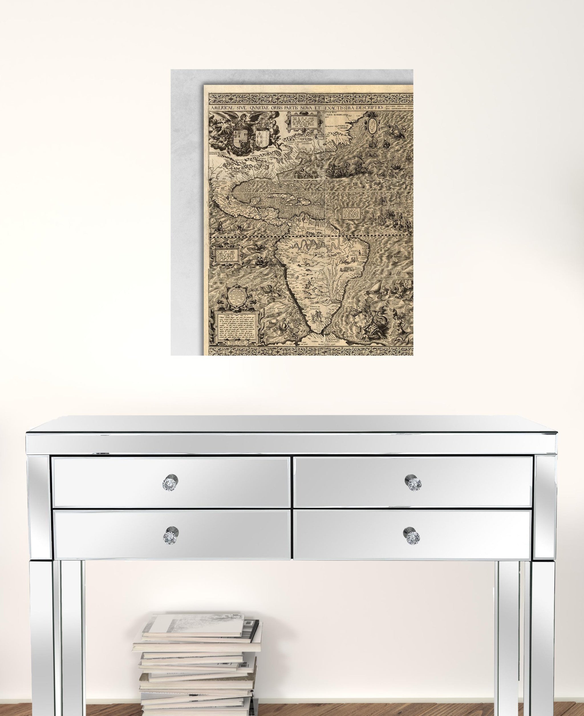 24" X 28" Vintage 1562 Map Of Early Americas Wall Art - Minihomy