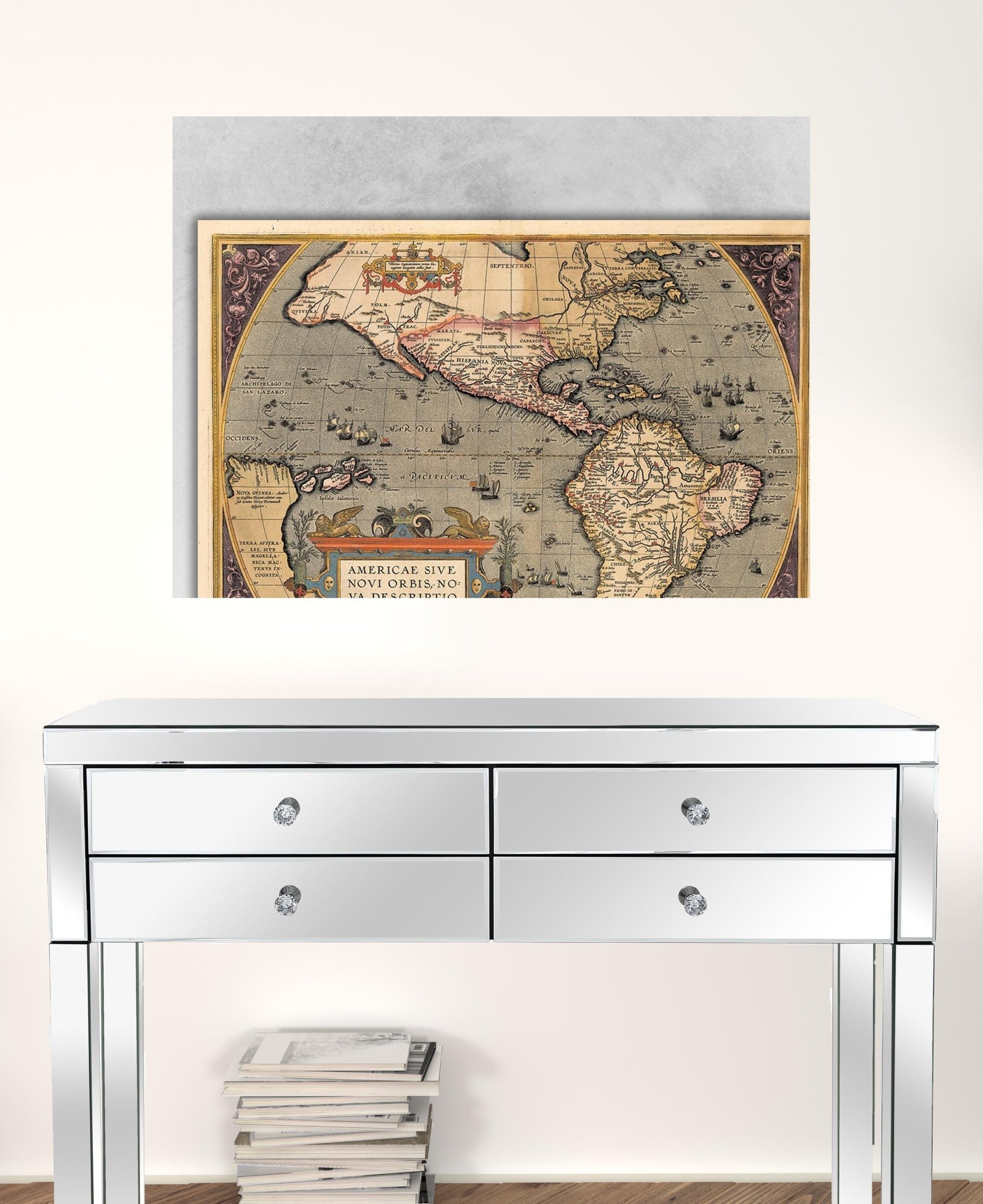 24" X 32" Vintage 1598 Map Of The Americas Wall Art - Minihomy