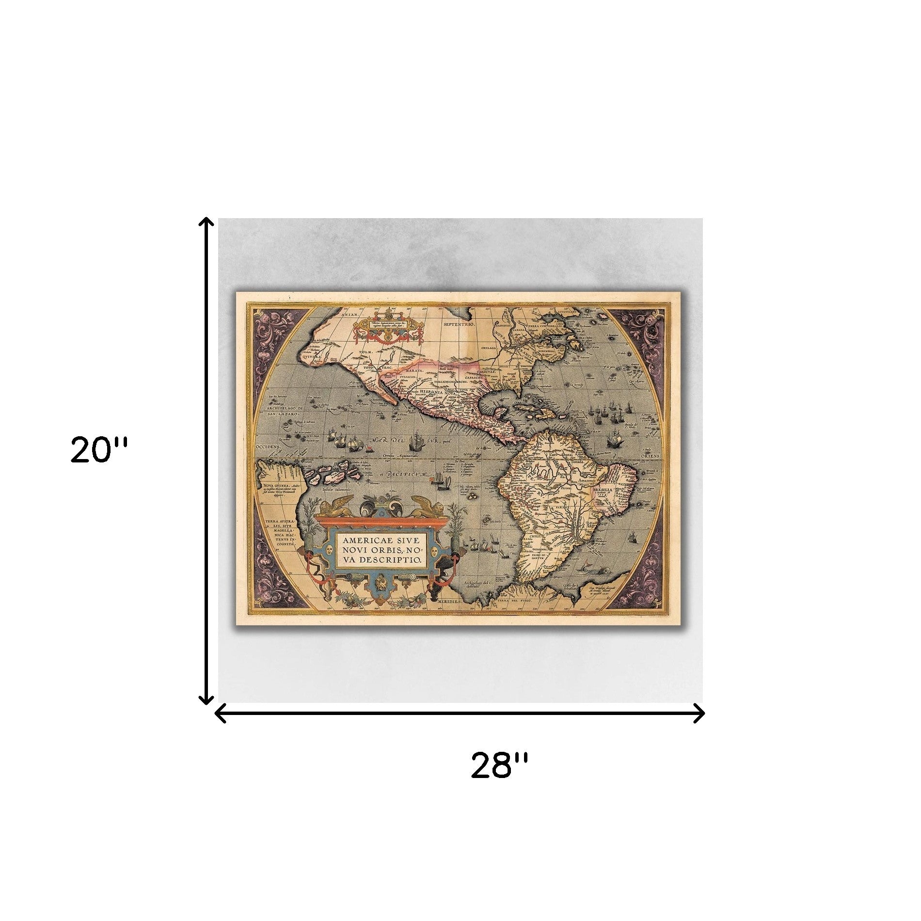 24" X 32" Vintage 1598 Map Of The Americas Wall Art - Minihomy