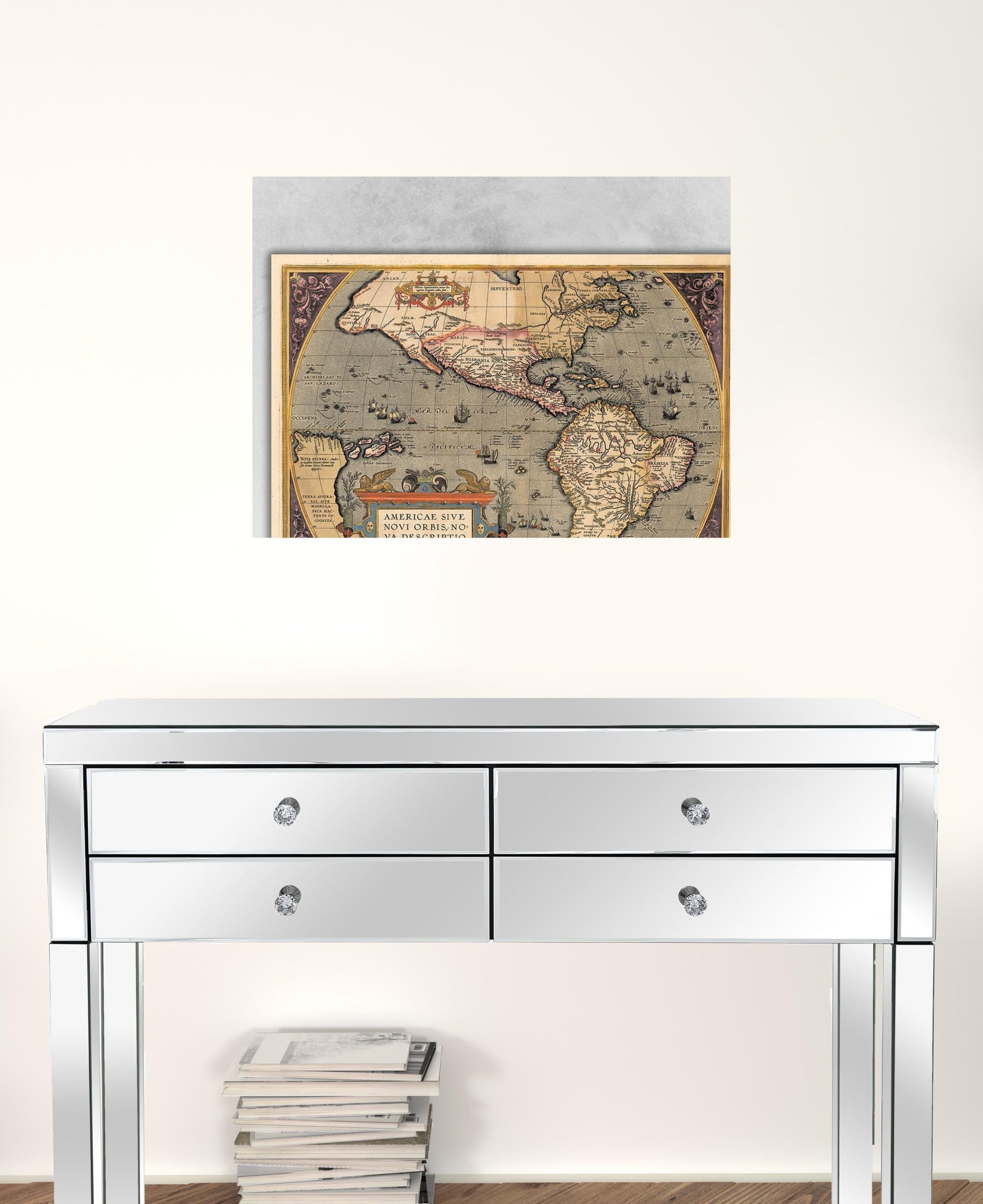 24" X 32" Vintage 1598 Map Of The Americas Wall Art - Minihomy