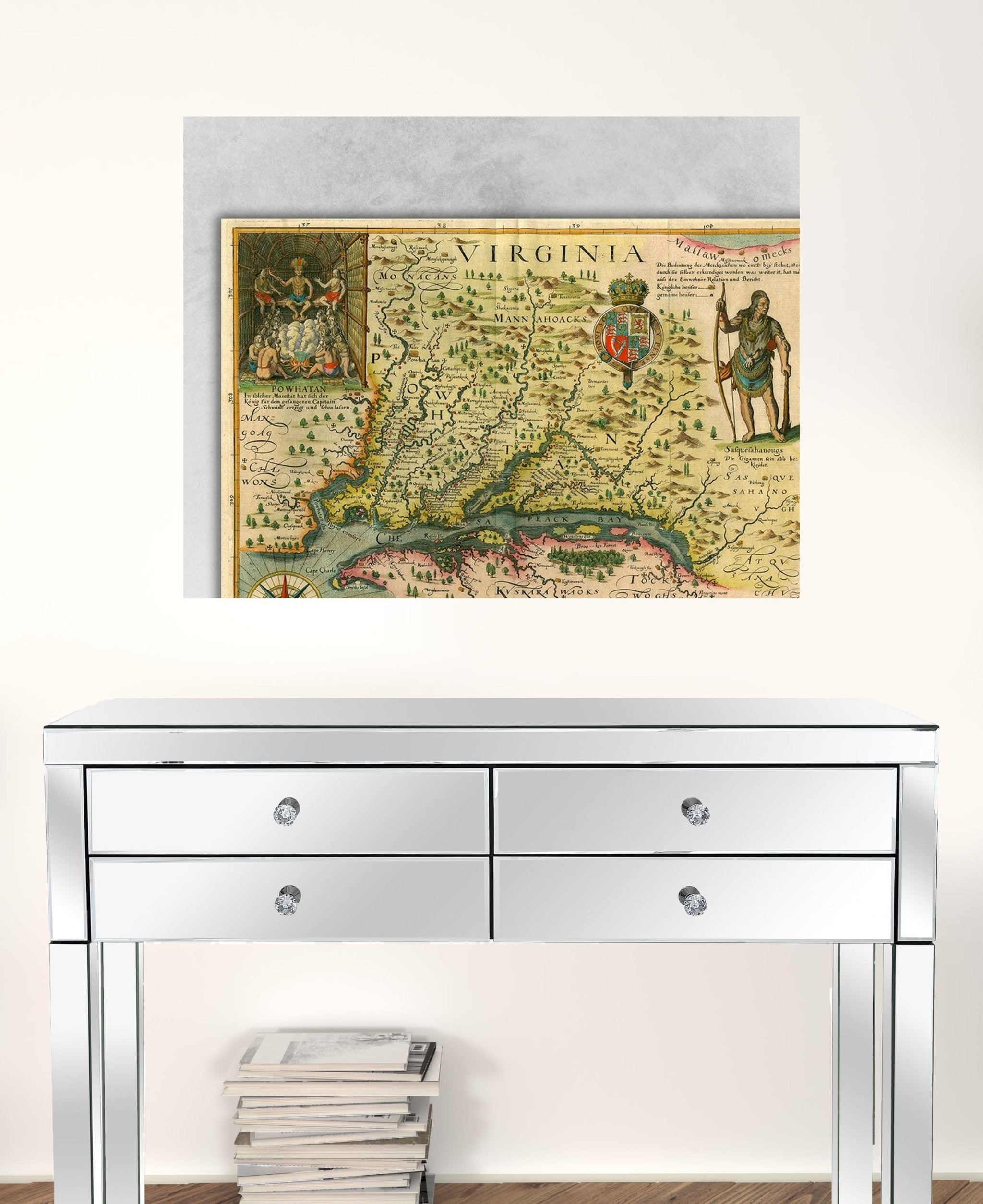 24" X 32" Map Of Virginia C1627 Vintage  Poster Wall Art - Minihomy