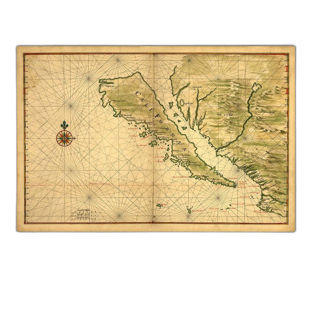 24" X 36" California As An Island C1650 Vintage Map Wall Art - Minihomy