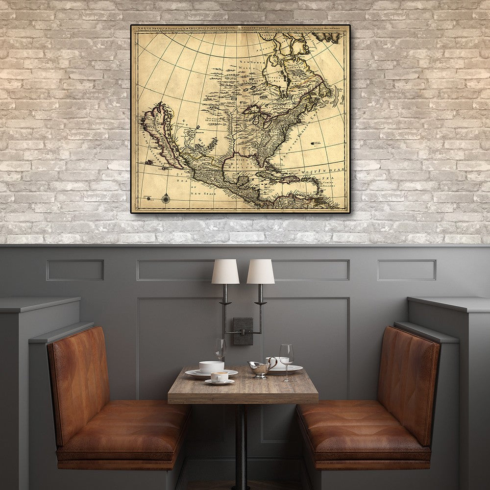 24" X 28" Map Of North America C1685 Vintage  Poster Wall Art - Minihomy